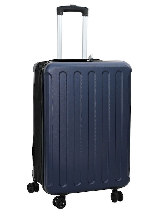 vidaXL Medium Hard Travel Suitcase Dark Blue with 4 Wheels Height 66cm