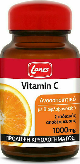 Lanes Vitamin C Βιταμίνη Σταδιακής Αποδέσμευσης για Ενίσχυση του Ανοσοποιητικού, τo Δέρμα & Αντιοξειδωτική δράση 1000mg 30 ταμπλέτες
