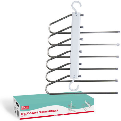 Set of 2 Space-Saving Closet Hangers with 6 Slots 8720604887228 Umuzi Cleaning
