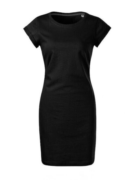 Sommer Mini Sportliches Damenkleid Kurzärmelig Schwarz