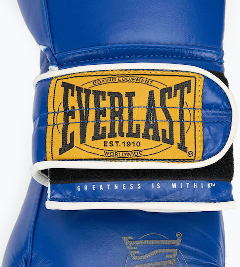 Everlast 1910 Boxing Gloves Leather for Match Blue