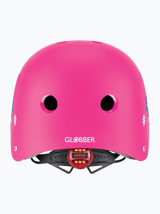 Globber Elite Lights Kids' Helmet for City Bike Pink with LED Light