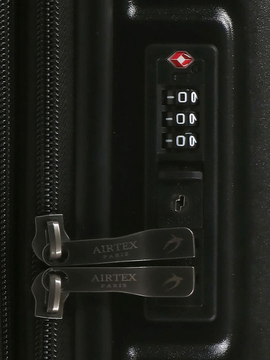 Airtex Paris Βαλίτσα Ταξιδίου Καμπίνας Μαύρη με 4 Ρόδες Ύψους 53εκ.