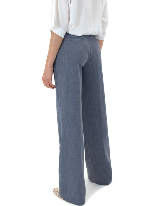 Access Women's High-waisted Fabric Trousers Straight Blue Access Women's High-waisted Fabric Trousers Straight Blue