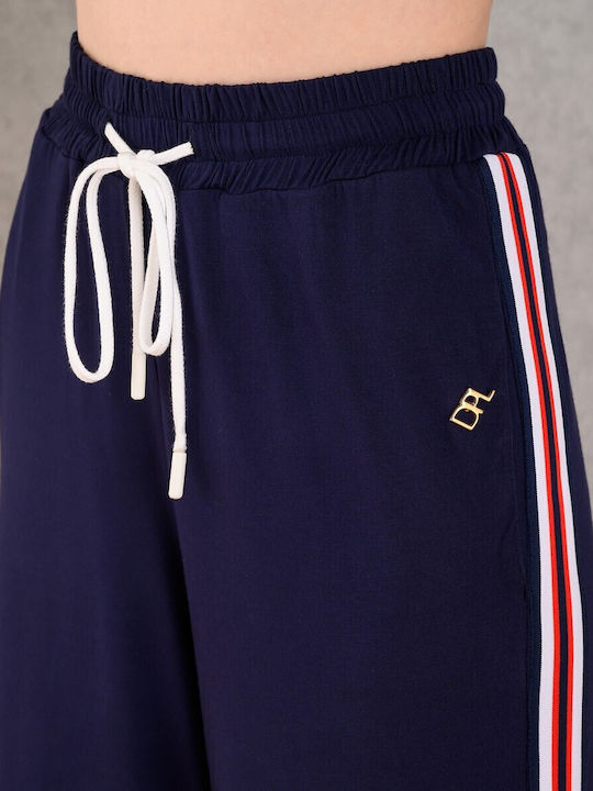 Women's Fabric Trousers with Elastic in Regular Fit Navy, Dark Blue