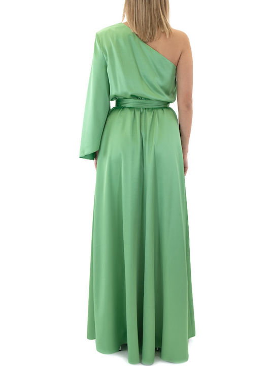 Access Satén Kleid Abend Grün Access Satén Kleid Abend Grün