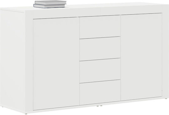 Мебели за съхранение дървен с чекмеджета Бял 120x36x69см