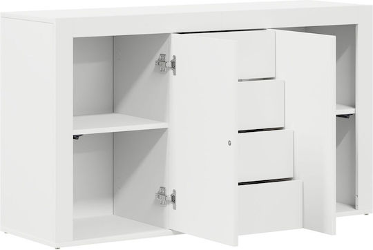 Мебели за съхранение дървен с чекмеджета Бял 120x36x69см