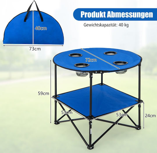 Costway Tabelle Metall für Camping Klappbar 72cm Rosa