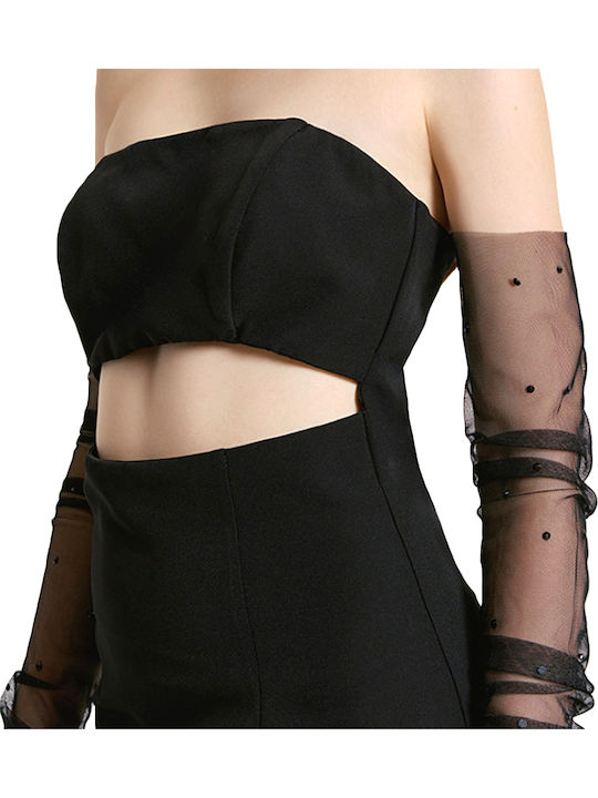Καλοκαιρινό Maxi Φόρεμα για Γάμο / Βάπτιση Strapless Μαυρο (black)