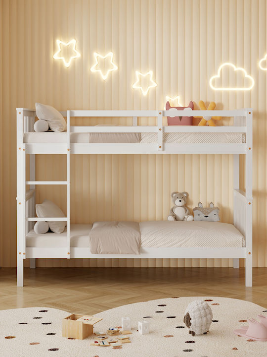 Lantai Pat pentru Copii Cușeta Single Alb pentru Saltea 90x190cm
