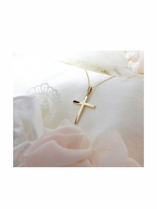 Art d or Women's Gold Cross 14K Double Sided with Chain