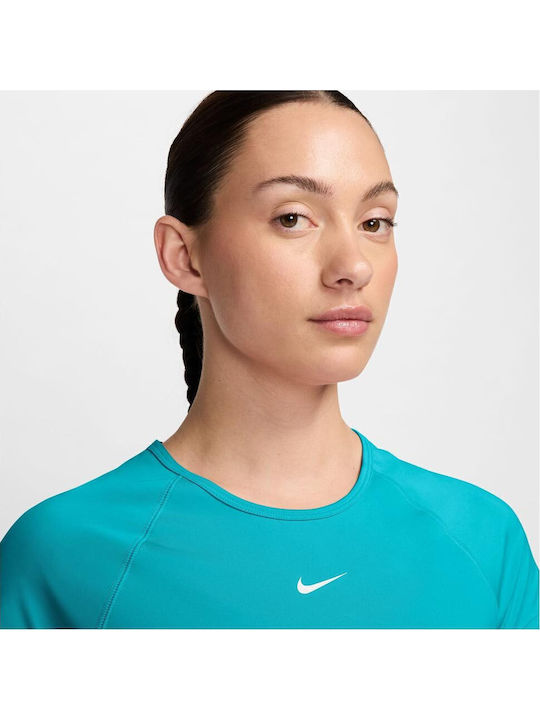 Pro Γυναικείο Αθλητικό Crop Top Κοντομάνικο Dri-Fit Τιρκουάζ
