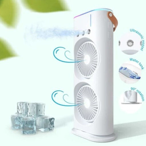 Andowl Dual Head Fan Humidifier with RGB Lighting Q-f600d