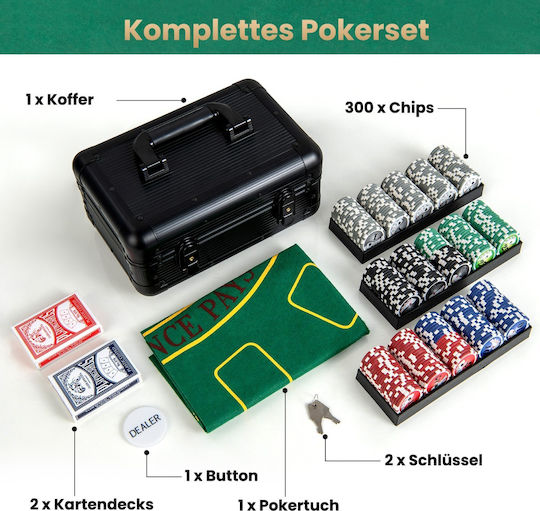 Costway Set 300 Poker Chips with 3 Decks and Felt