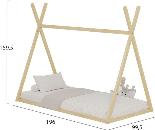 Munk Montessori Детско Легло Montessori Единично Бежов за Матрак 90x190см