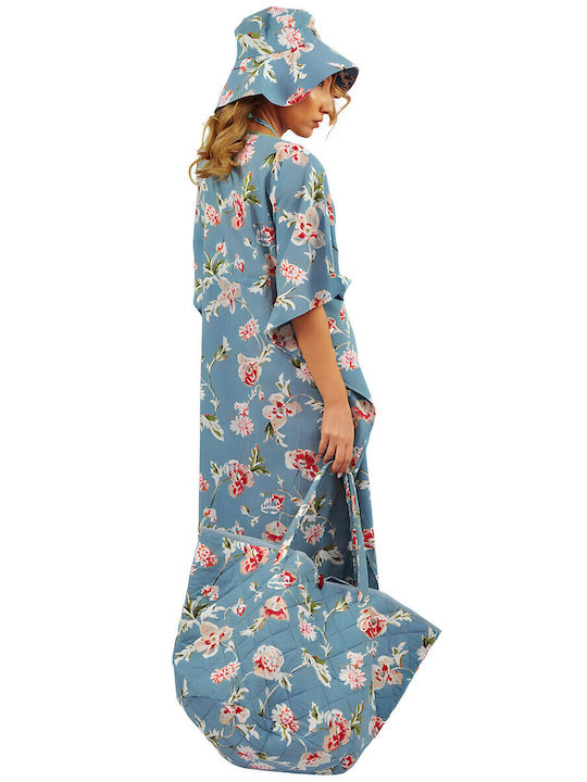Kalimera Clothing Athens Damen Maxi Kaftan Strand Light Blue