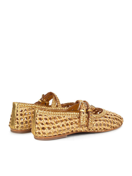 Pantofi balerini pentru femei in Auriu Culori 47001