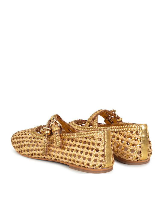 Pantofi balerini pentru femei in Auriu Culori 47001