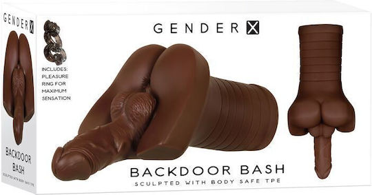 Gender X Backdoor Bash Realistic Dildo with Scrotum Dark 13cm
