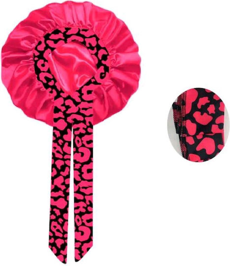 Damen Weiches Stoff Schlaf Haar Turban Bonnet Leopard Fuchsia