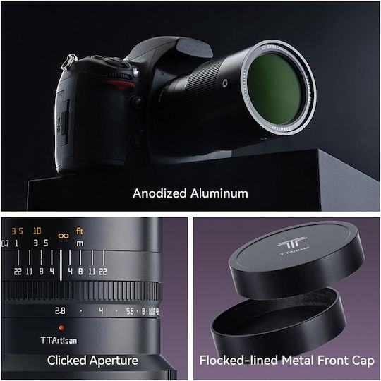 TTArtisan Full Frame Camera Lens 100mm f/2.8 Macro for Fujifilm X Mount Black