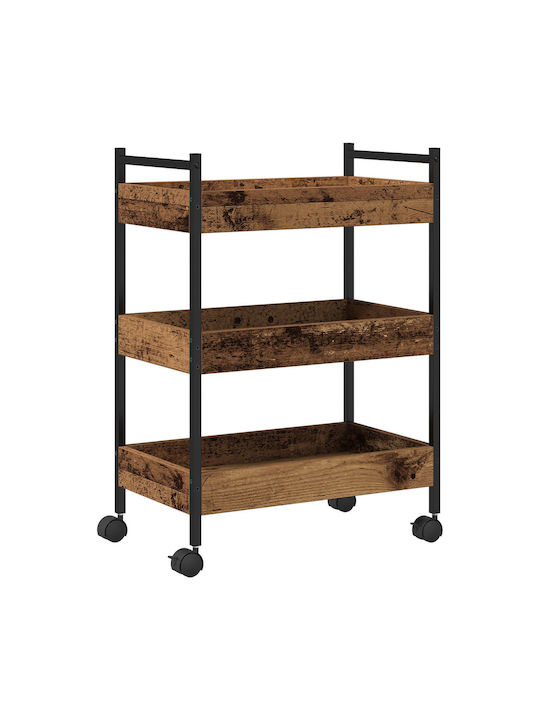 vidaXL Kitchen Trolley Wooden Brown 50x30x70cm