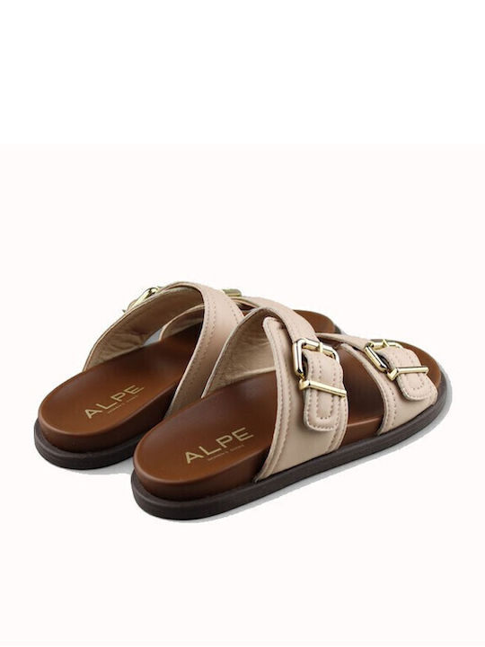 Leder Damen Flache Sandalen Beiges