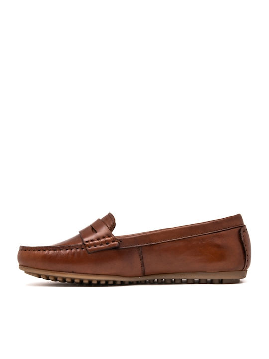 Leather Women's Moccasins in Brown Color