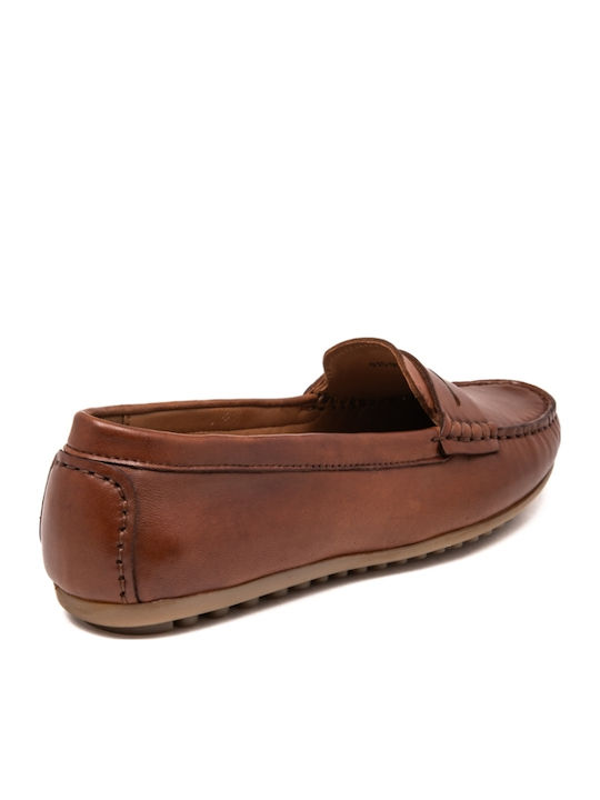 Leather Women's Moccasins in Brown Color