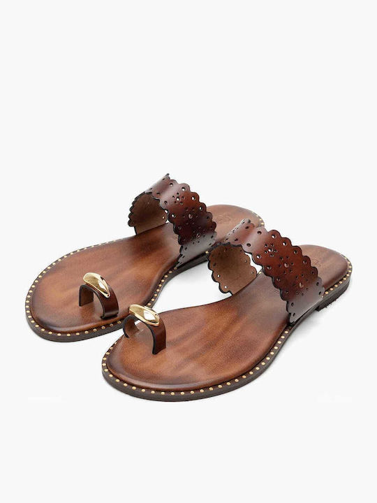 Sandale Casual Damă Din Piele Maro