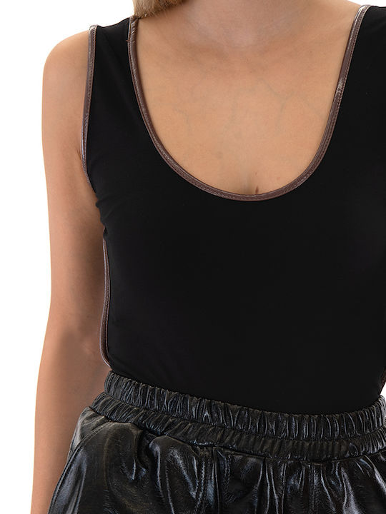 Access Fashion Vinyl Webbing Bodysuit Women Access Fashion Καφε Μαυρο 44-2052-368-coffe