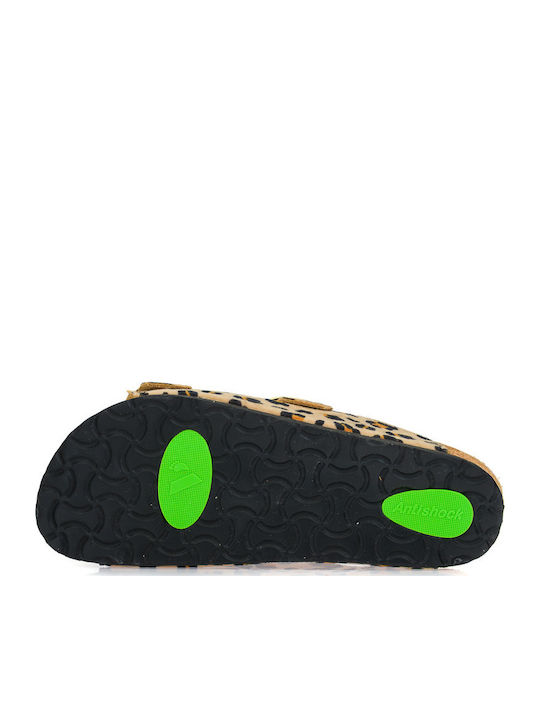 Leather Women's Flat Sandals Anatomic Leopard