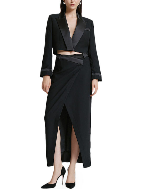 Satin High-waisted Maxi Skirt Black