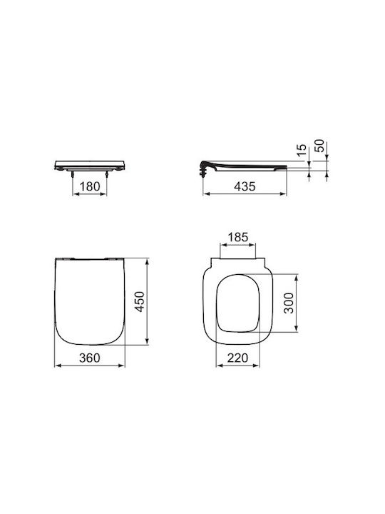 Capac pentru vas de toaletă Ideal Standard I.life A T481301 Alb Lucios