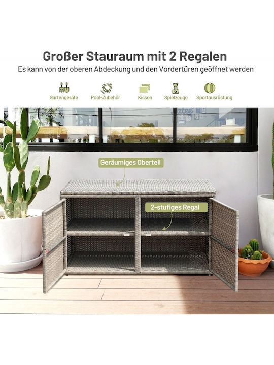 Costway Μπαούλο Αποθήκευσης Εξωτερικού Χώρου Rattan 335lt Γκρι Μ115xΠ60xΥ65εκ.