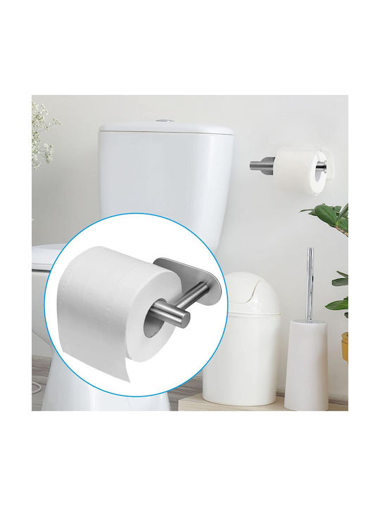 Wandmontierter selbstklebender Metall-Einzelpapierhalter für das Badezimmer 16x8cm Silber