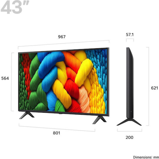 LG Smart Τηλεόραση 43" 4K UHD LED NanoCell 43NANO80A3B HDR (2025)