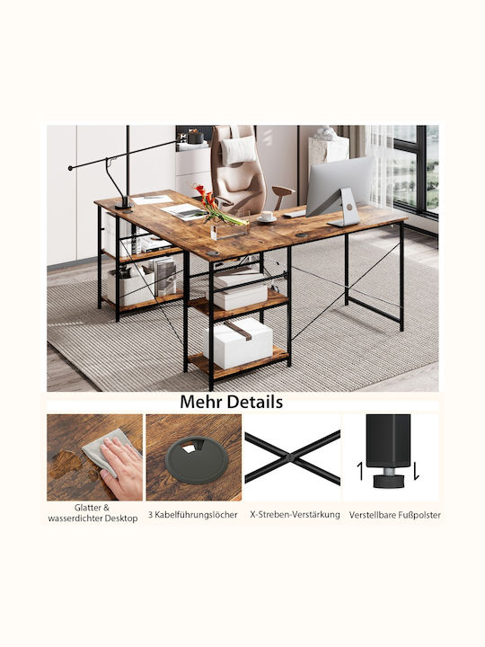 Birou De Calculatoare Din Lemn Maro Cu Picioare Metalice 151x151x75cm