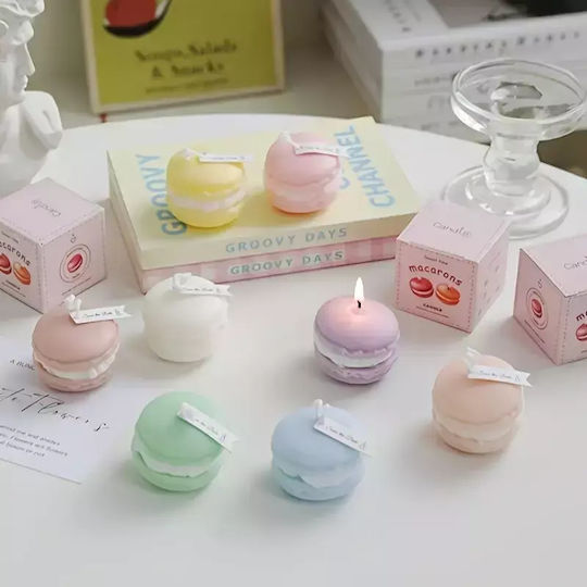 Handgemachte Macaron-Kerze Weiß