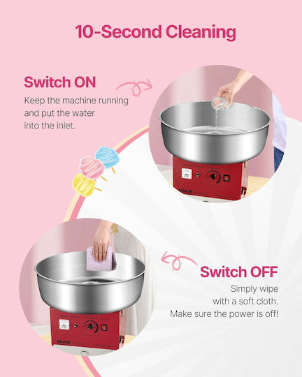 Vevor Commercial Cotton Candy Machine Confectionery Machine 1000w Party Red