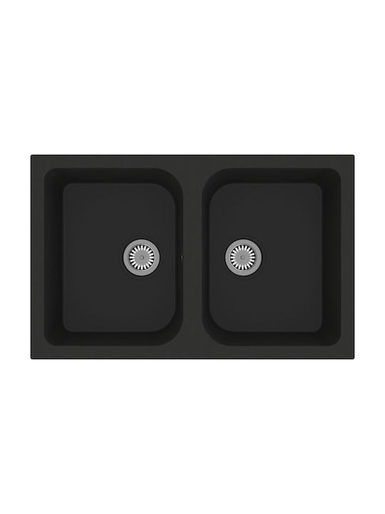 vidaXL Kitchen Sink Black 760x480x184 mm Composite Granite