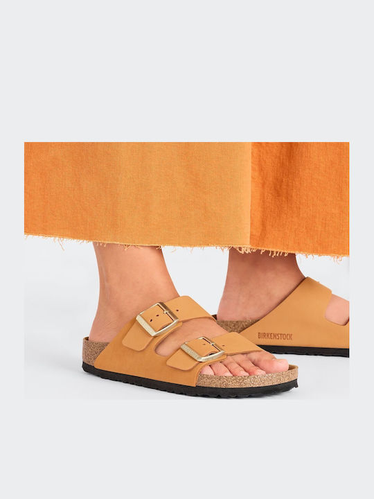 Bs Classic Arizona Leather Women's Flat Sandals in Orange Color Narrow Fit
