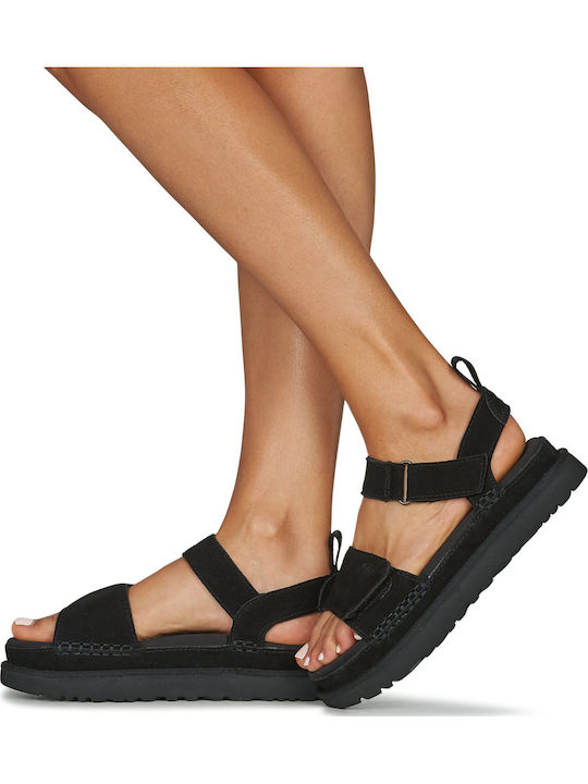 Goldenstar Γυναικεία Σανδάλια Flatforms Μαύρα