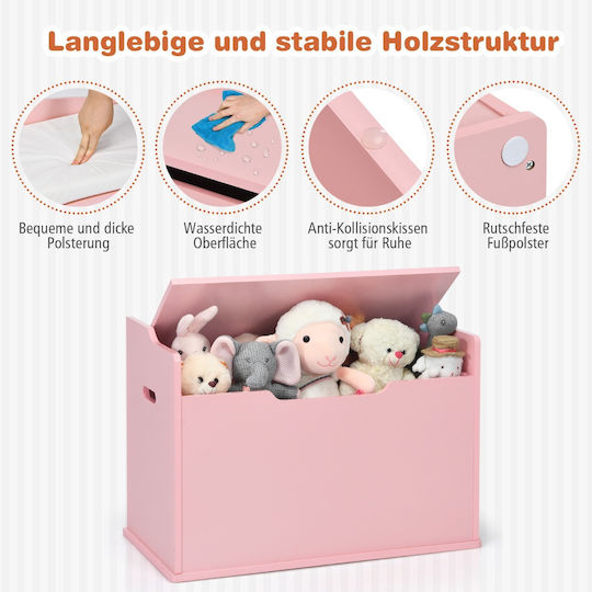 Costway Children's Storage Box made of Wood Pink 74x39x52cm 1pcs