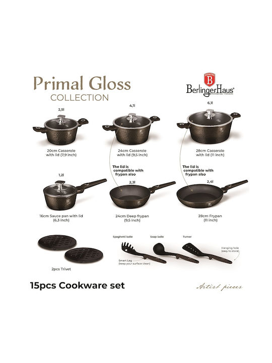 Berlinger Haus Primal Gloss Collection Aluminum Cookware Set Primal Gloss With Non-Stick Coating 6 Pieces