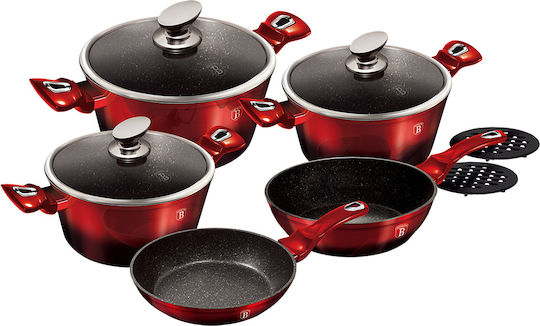 Berlinger Haus Metallic Line Kochgeschirr-Set aus Aluminium Burgundy Collection mit Steinbeschichtung 5 Teile
