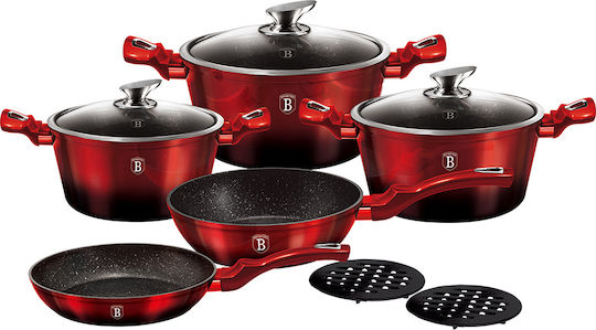 Berlinger Haus Metallic Line Σετ Μαγειρικά Σκεύη από Αλουμίνιο Burgundy Collection 10τμχ