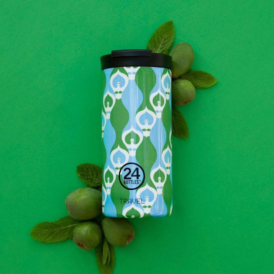 24Bottles Travel Tumbler Handled Tumbler Thermos Stainless Steel BPA Free 600ml Multicolour with Straw and Handle