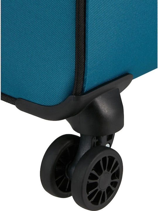 American Tourister Spinner Cabin Travel Suitcase Fabric Black - Blue with 4 Wheels Height 55cm 150910-2642